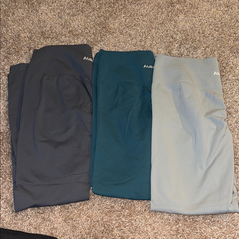 Aurola Active Leggings - Teal, Gray, Light Gray